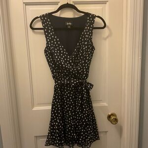 Black Polka Dot V-Neck Dress